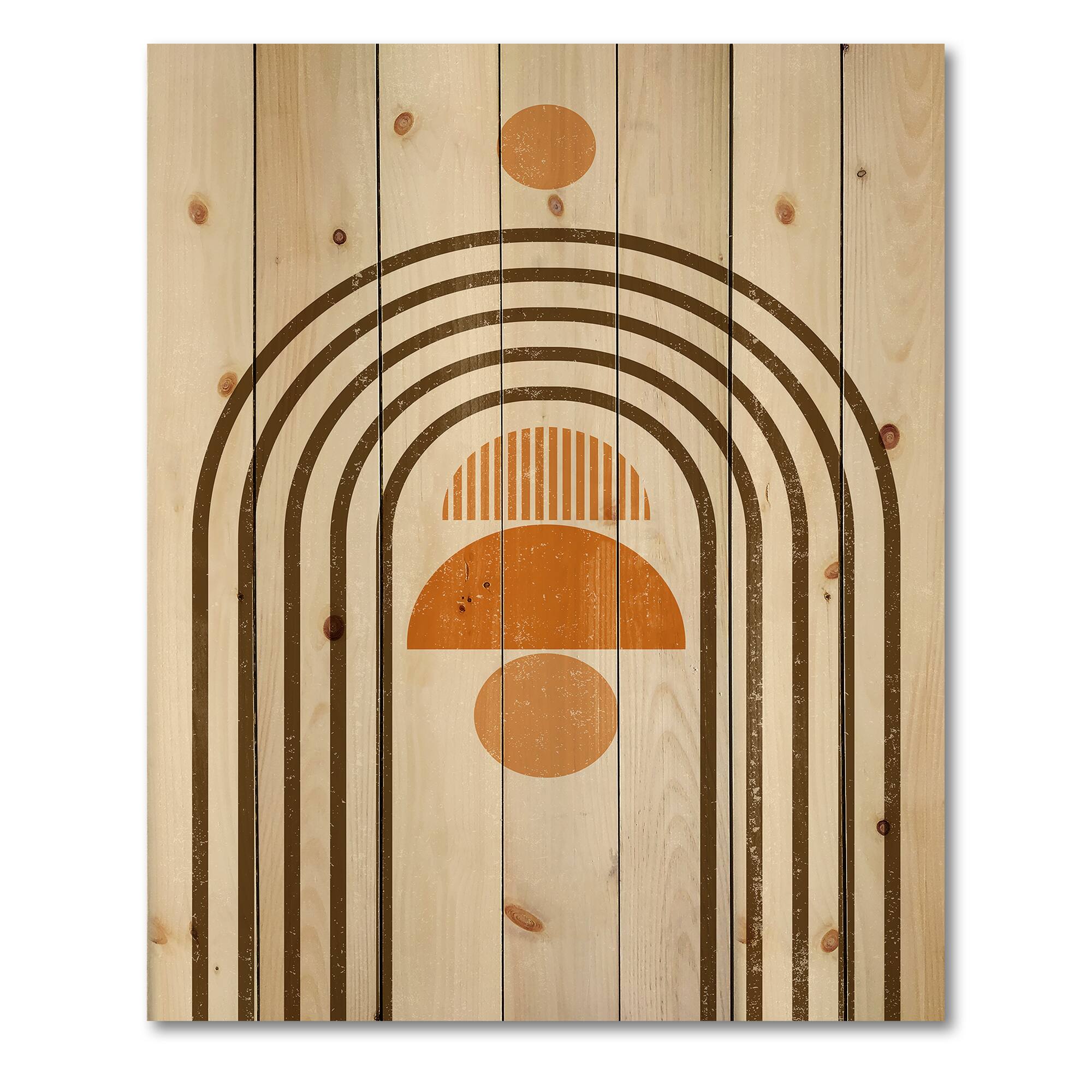 Designart - Abstract Rainbow Sun and Moon In Earth Tones IV